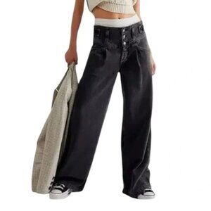 Free People Care Super Sweeper Wide Leg Jeans, Size L